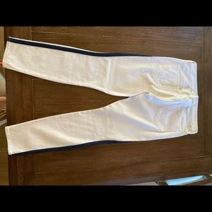 Mother white denim jeans with navy stripe